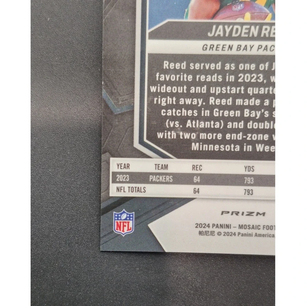 2024 Panini Mosaic Jayden Reed #81 Mosaic Choice Fusion Red and Yellow /80